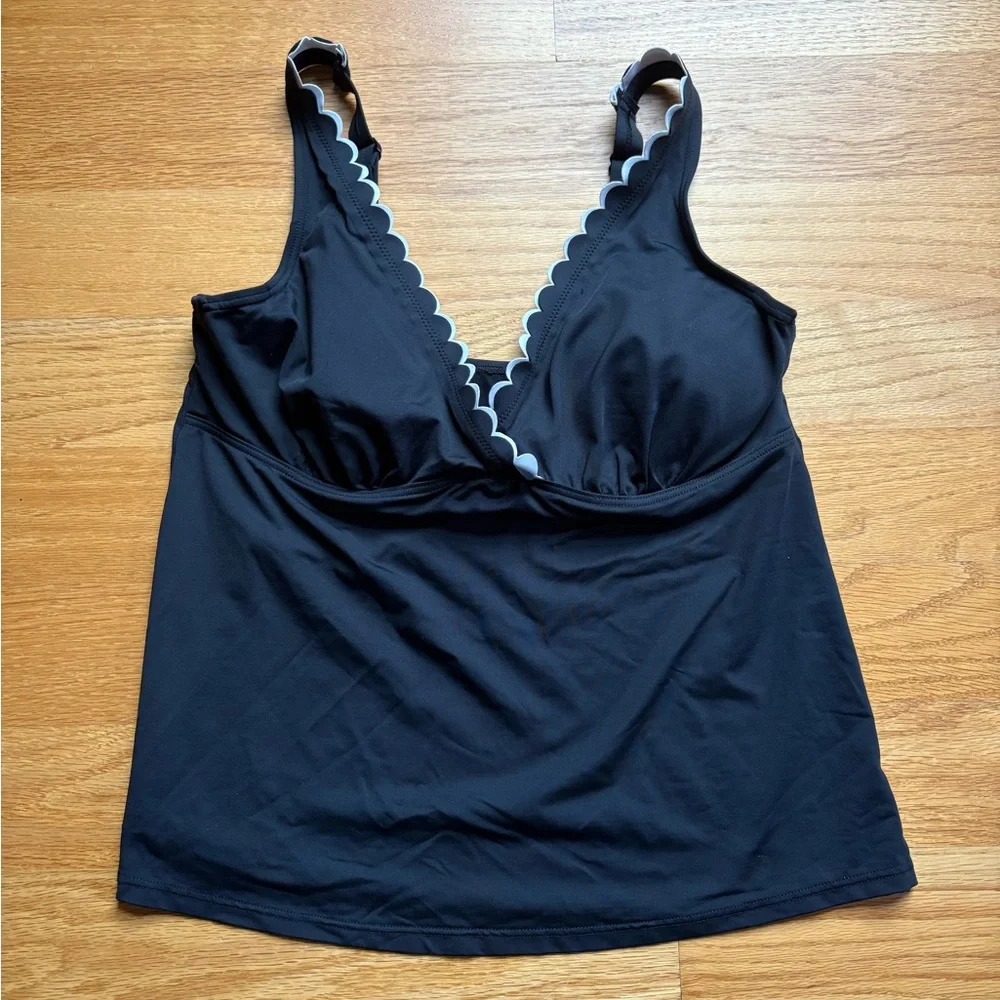 Black Scalloped-Trim Lascana for Venus Tankini Swim Top